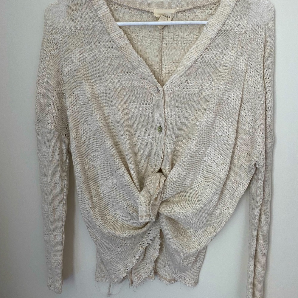 Light tan cardigan with tie front